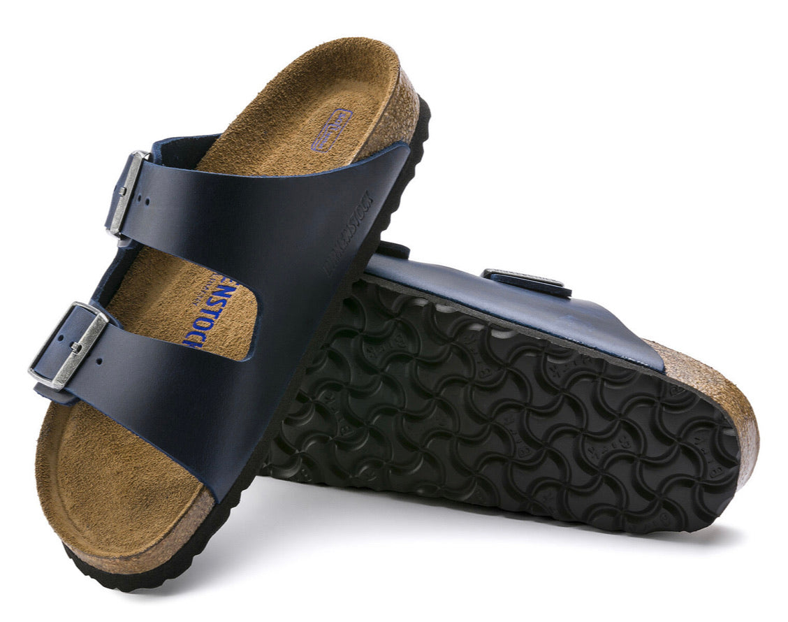 Birkenstock Arizona Blue Oiled Leather Soft Footbed Made In Germany