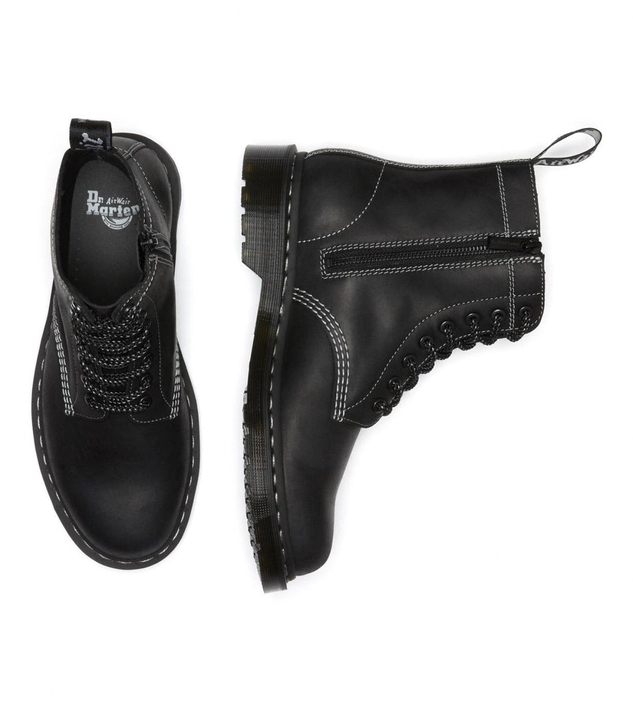 Dr. Martens 1460 Black Streeter Pascal Zipped Ankle 8 Eyelet Boot ...