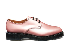 Solovair Iridescent Pink Hi-Shine 3 Eyelet Gibson Shoe Made In England