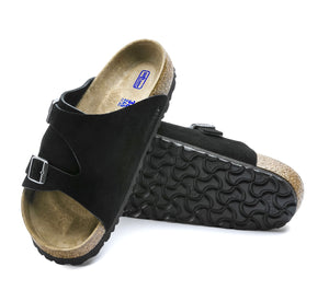 Birkenstock Zurich Black Suede Leather Soft Footbed Made In Germany