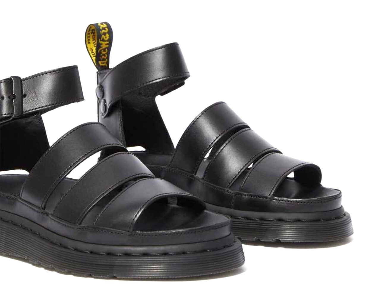 Dr. Martens Clarissa II Brando Black Sandal Buckle 3 Ankle Strap