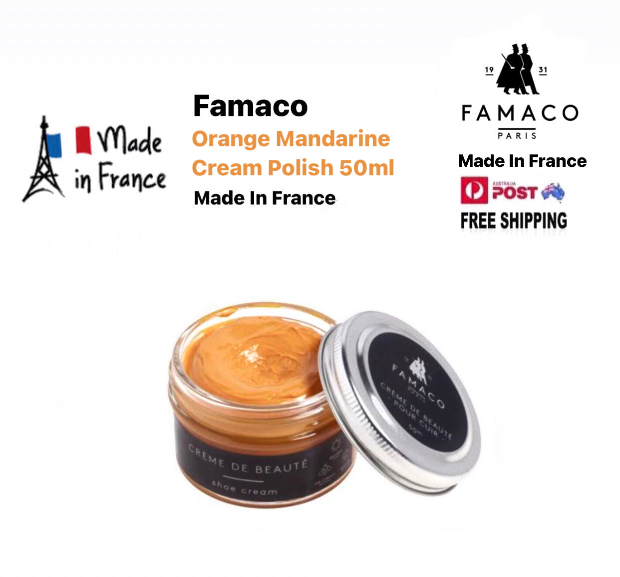 Famaco Orange Mandarine Cream Polish 50ml Made In France