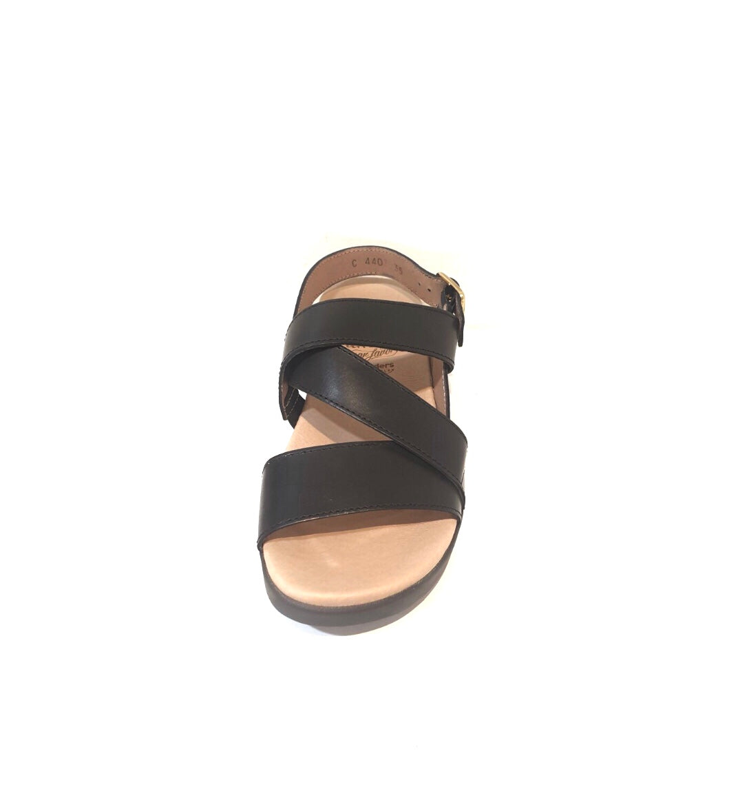 Wonders C-4403 Black Negro Pergamena Leather Sandals Made In Spain