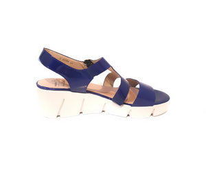 Wonders D-8004 Charol Klein Blue Patent Leather Wedge Made In Spain