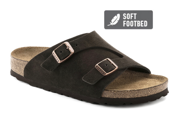 Birkenstock Zurich Mocha Suede Leather Soft Footbed Made In