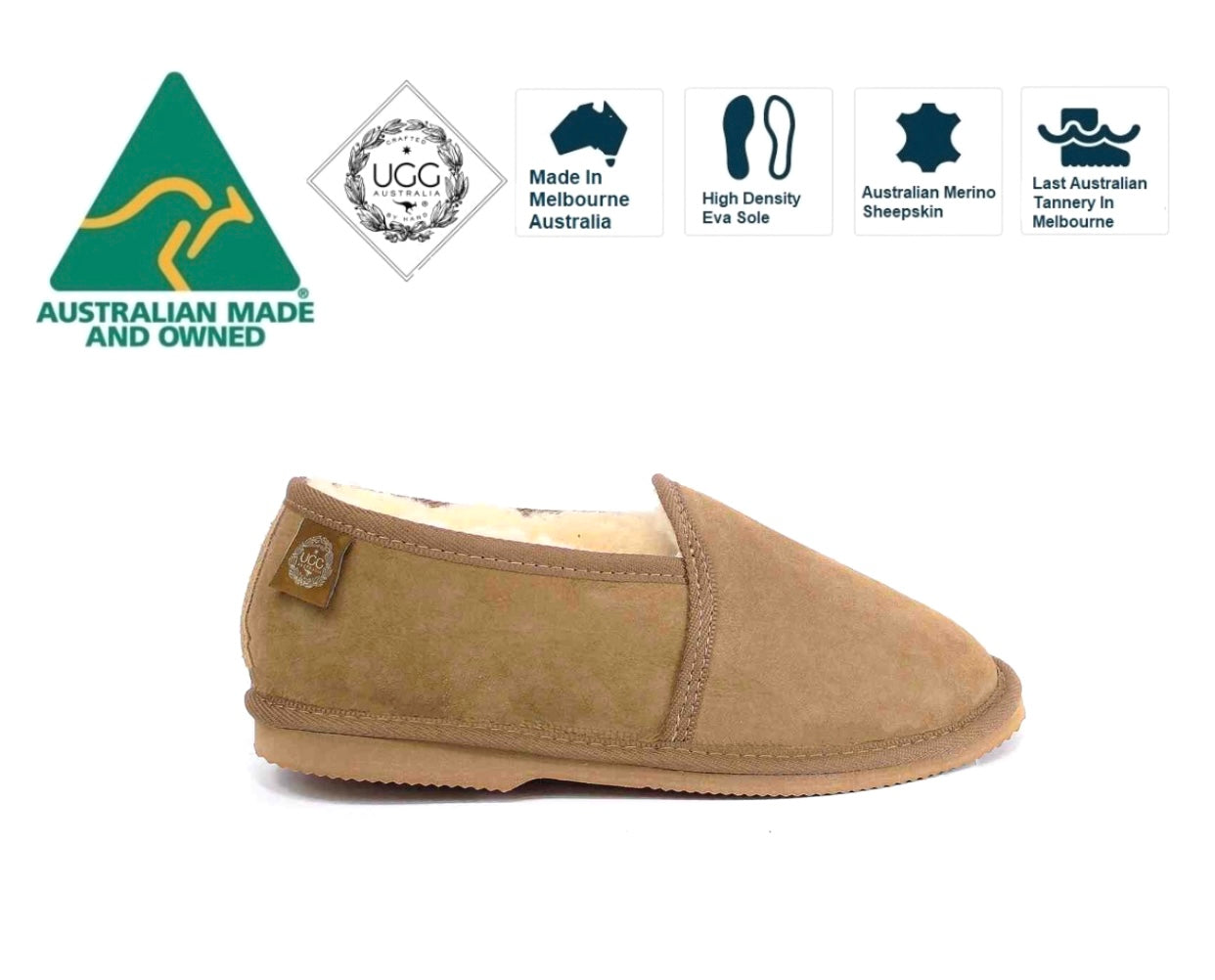 Ugg Australia Ross Chestnut Sheepskin Shoe Made In Australia
