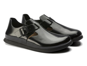 Birkenstock London Shiny Black Patent Leather Classic Footbed
