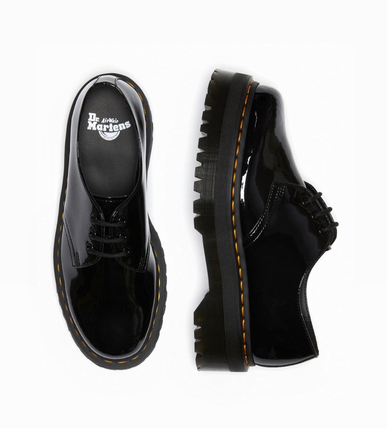 Dr. Martens 1461 Quad Black Patent Lamper Platform 3 Eyelet Shoe