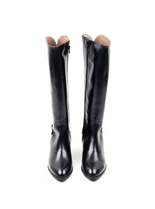 Wonders G-5133 Black Knee High Zip Boot Made In Spain