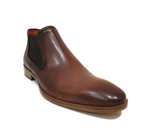 Imaschi Gold 3651 Vitello Brandy Dark Brown Leather Chelsea Boot Made In Italy