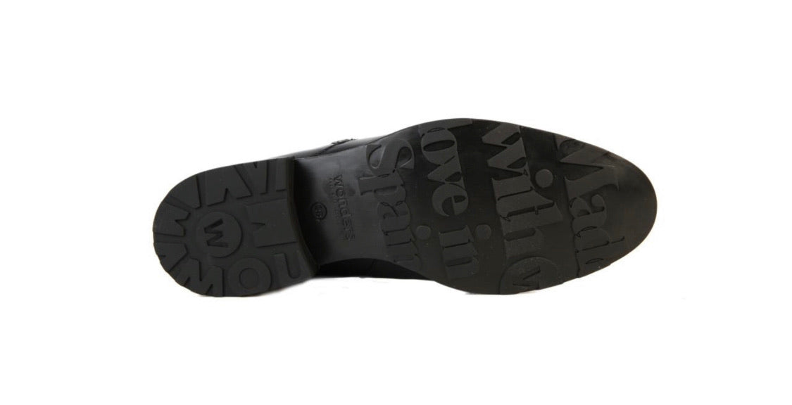 Wonders B-7203 Black Negro Leather Ankle Boot Zip Made In Spain