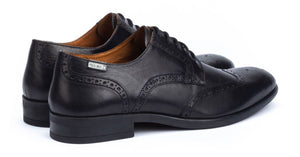 Pikolinos M7J-4186 Black Mens Brogue 4 Eyelet Lace Up Made In Spain