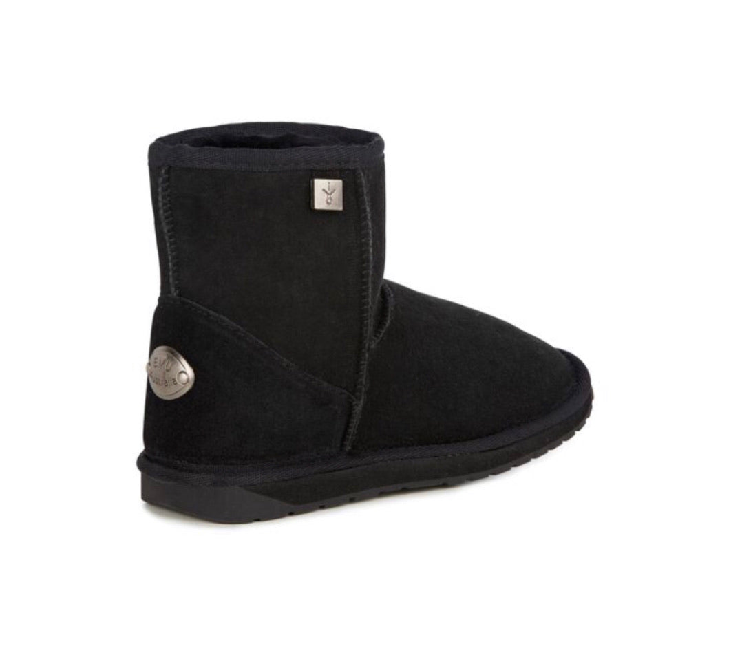 Emu Australia Black Platinum Stinger Mini Ankle Sheepskin Made In Australia