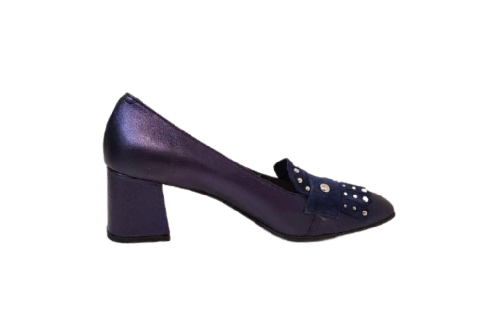 Progetto S176 Rock Cobalto Blue Leather Tassel Court Shoe Made In Italy