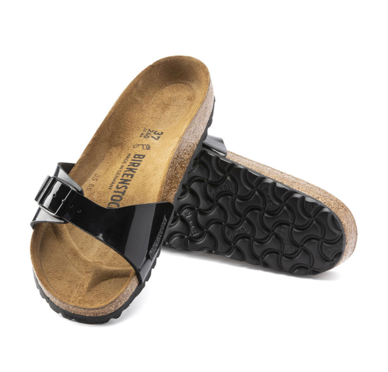 Birkenstock Madrid Black Patent Birko-Flor Made In Germany