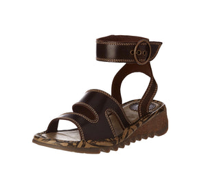 Fly London Tily722Fly Dark Brown Women's Wedges Sandals Made In Portugal