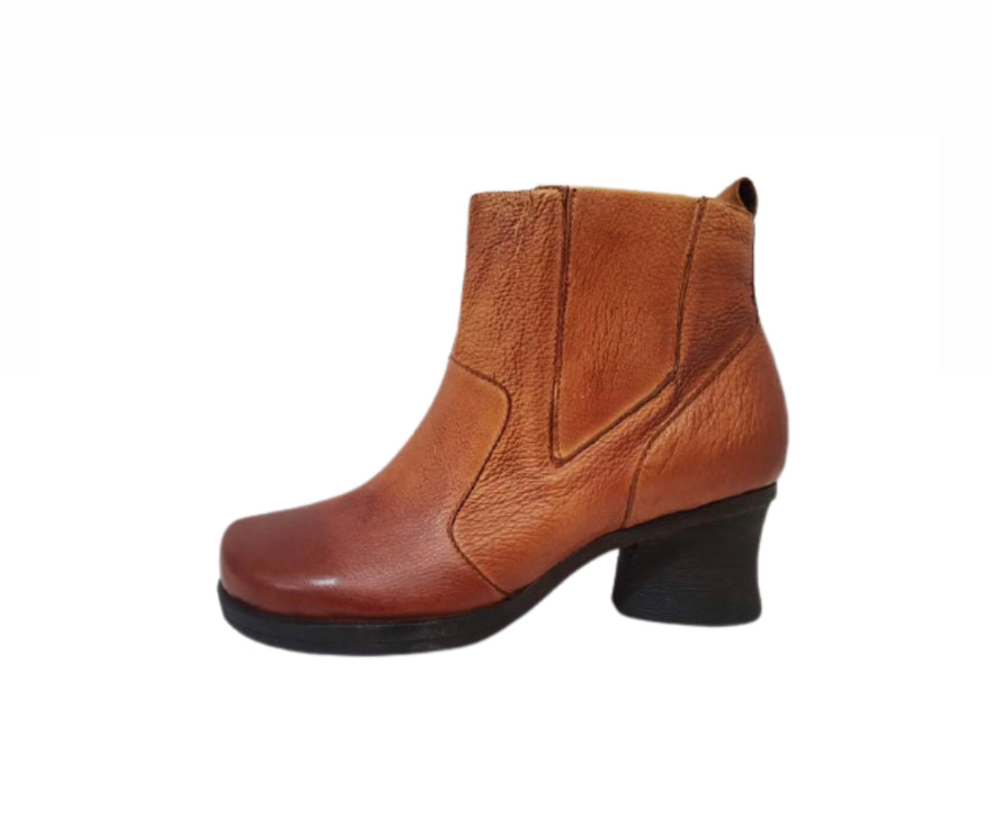 Minki Viper Tan Leather Zip Ankle Boot