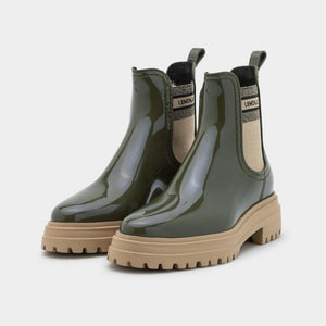 Lemon Jelly Flow 02 Military Green Chelsea Ankle Vegan Rain Boots Made In Portugal