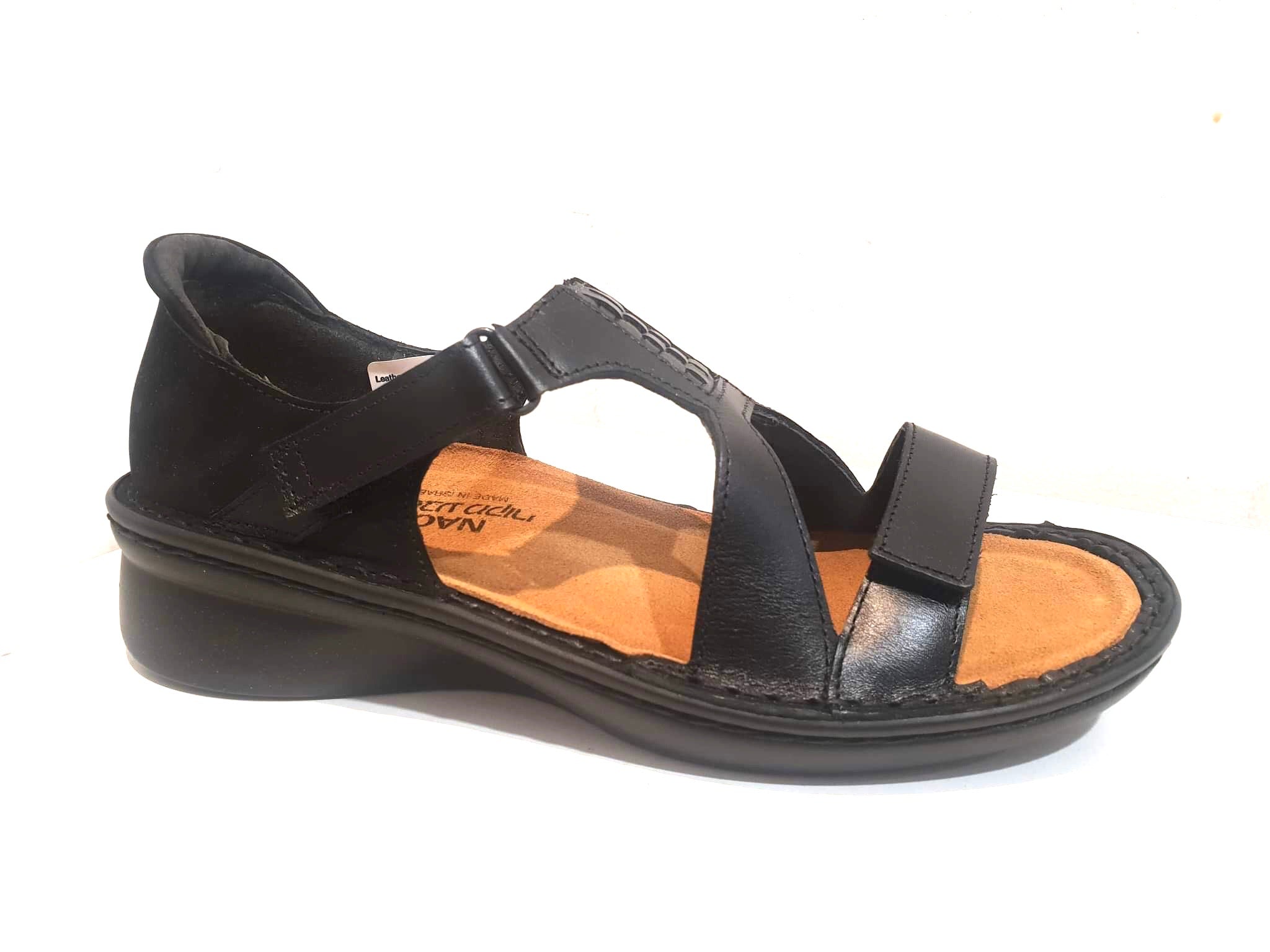 Naot Figaro Black Raven Metallic Black Combo Leather Ladies Sandals Made In Israel