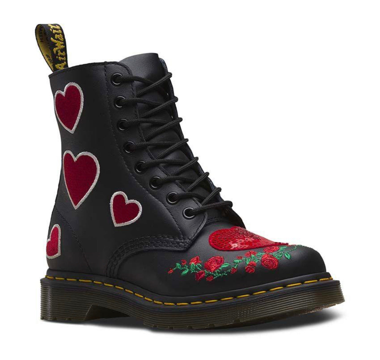 Dr. Martens 1460 Pascal Black Hearts Ankle 8 Eyelet Boot