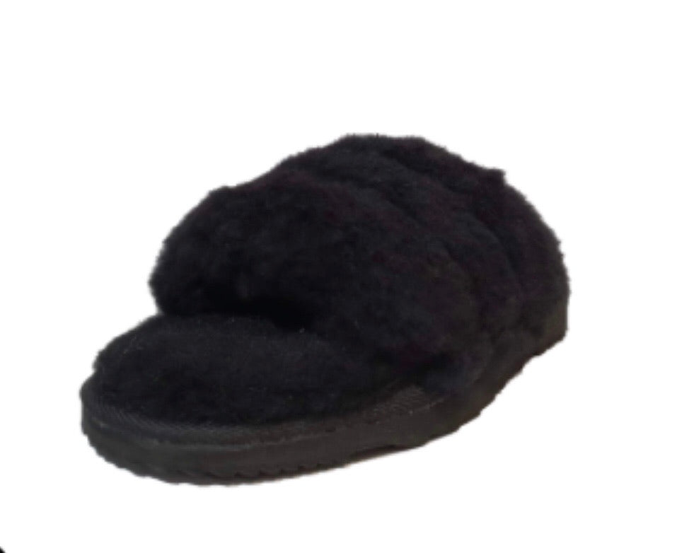 Ugg Australia Black Bella Slide Sheepskin Open Toe Made In Australia