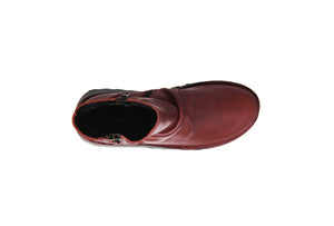 Fly London Mon944FLY Red Leather Double Zip Ankle Boot Made In Portugal