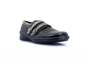 Naot Celesta Black Leather 2 Buckle Shoe Made In Israel