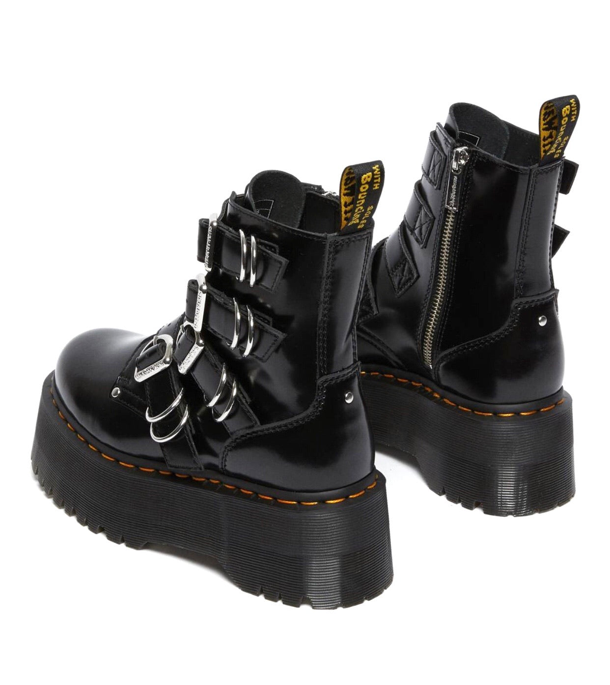 Dr. Martens Jadon Max Hardware Black 4 Strap Zip Platform Ankle Boot