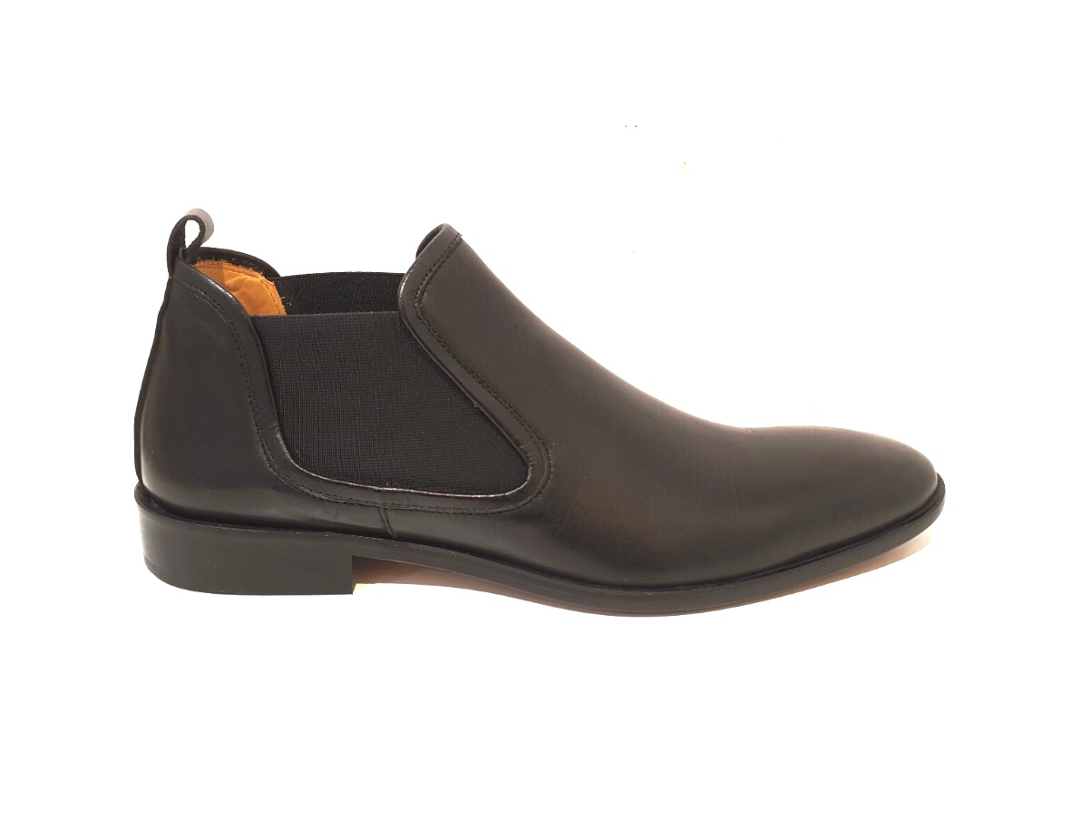Imaschi Gold 8534 Vitello Nero Black Leather Chelsea Boot Made In Italy