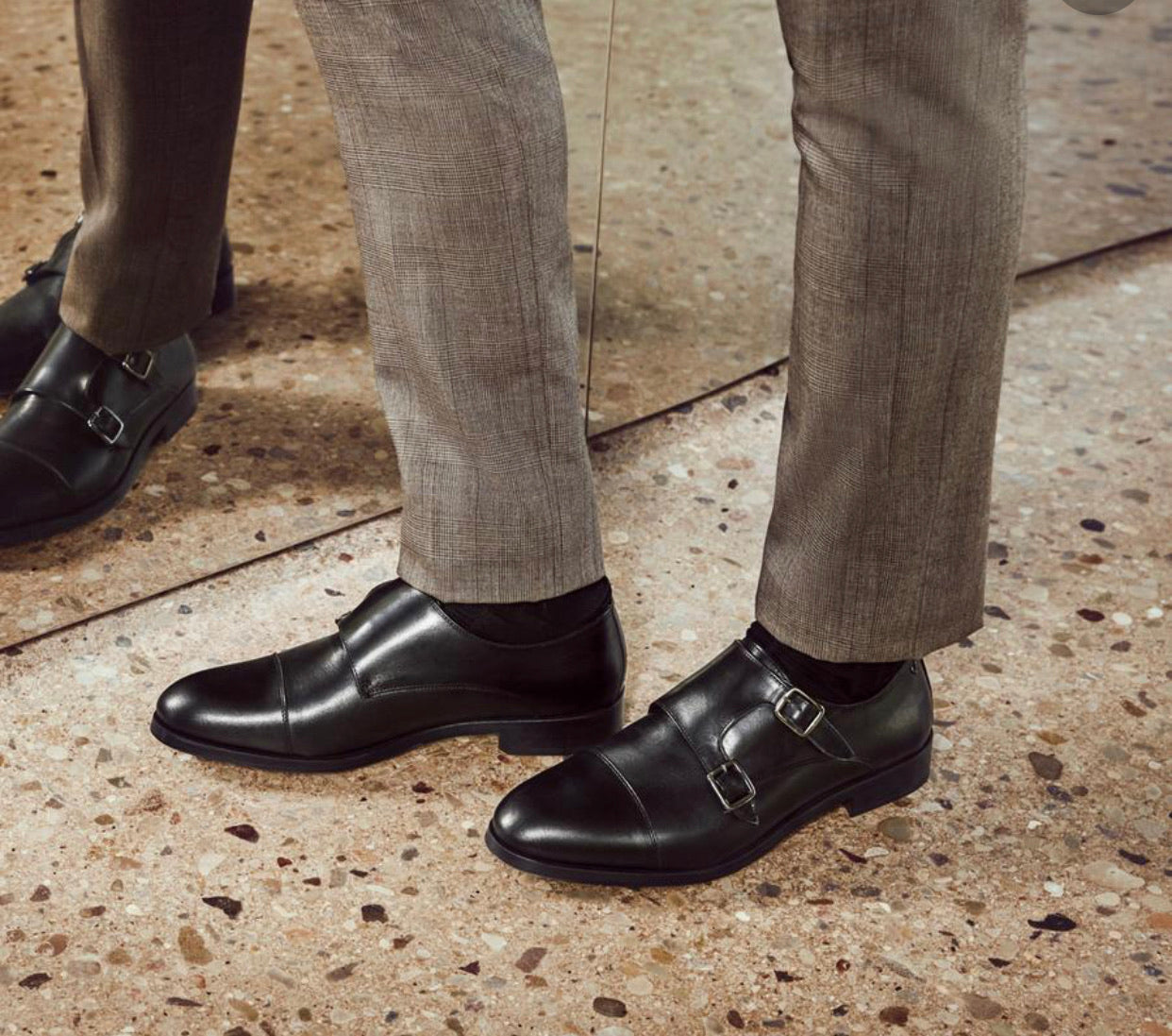 Martinelli 1492-2632PYM Black Empire Leather Monk Shoes Made In Spain