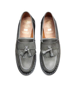 Solovair Cloud Grey Rub Off Tassel Loafer Leather Shoe Made In England