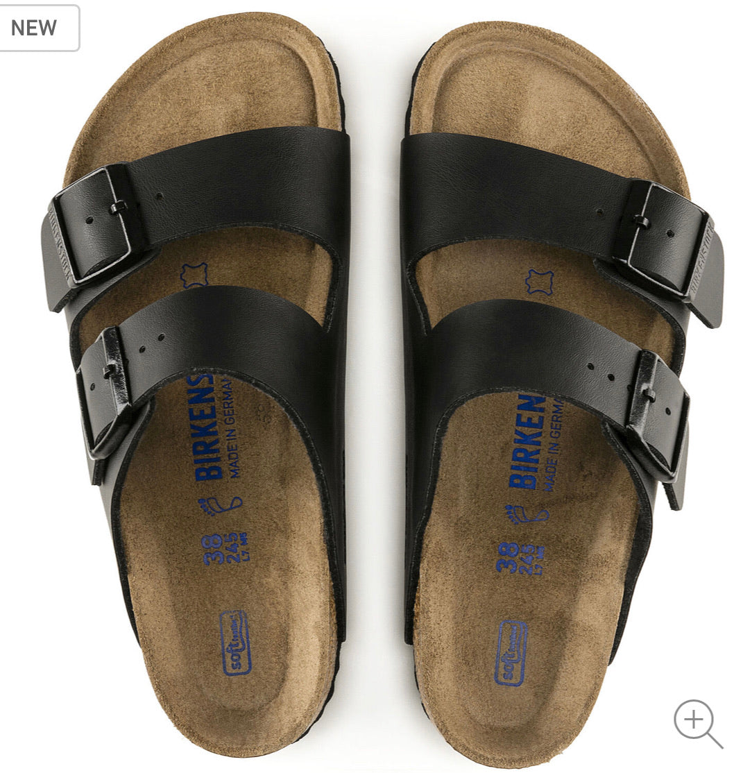 Birkenstock Arizona Black Birko-Flor Soft Footbed Made In Germany