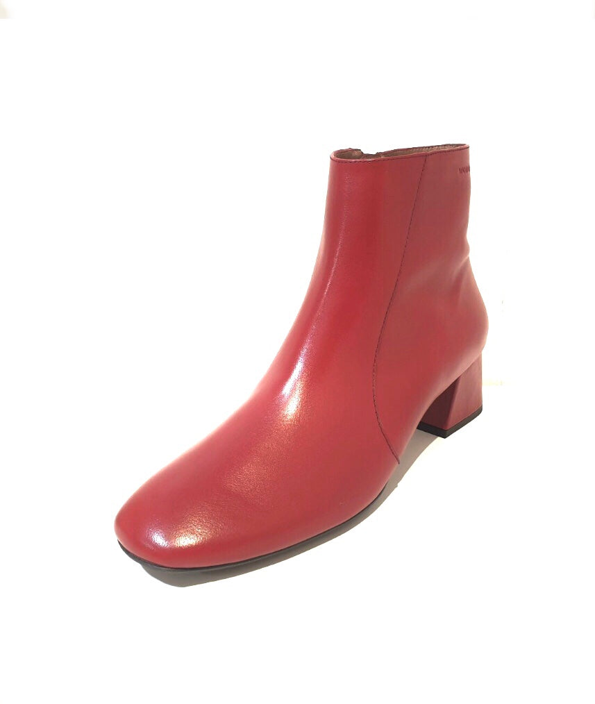 Wonders G-5504 Rubi Red Leather Zip Ankle Boot Made In Spain