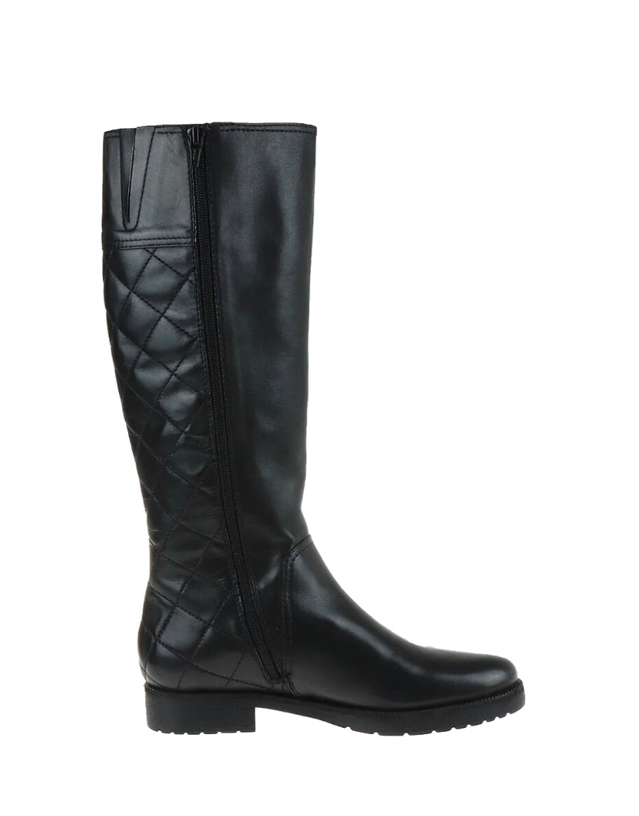 Bruno Premi F0804X Black Nero Savana Quilted Leather Zip Knee High Boot