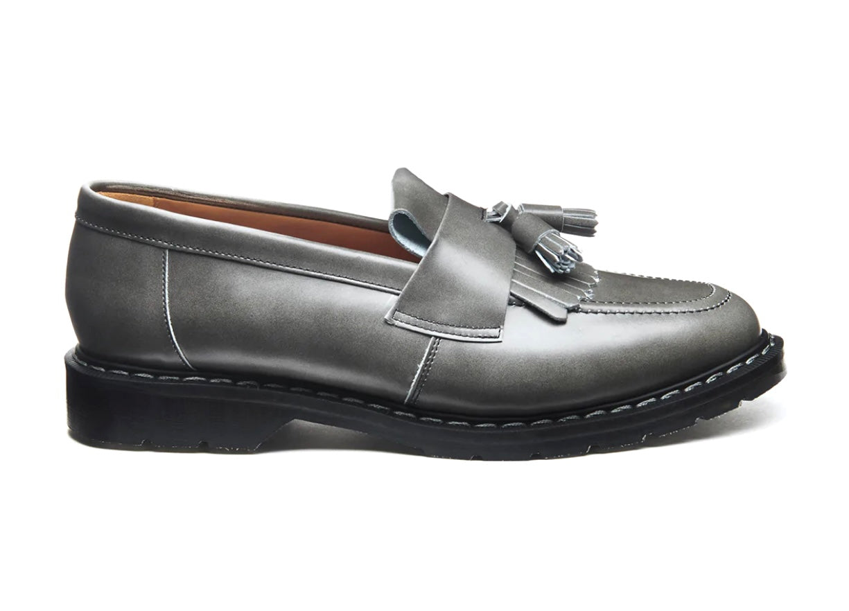 Solovair Cloud Grey Rub Off Tassel Loafer Leather Shoe Made In England