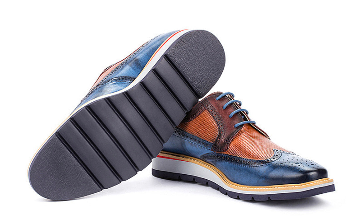Pikolinos M7L-4227C1 Royal Blue Mens Brogue 4 Eyelet Lace Up Made In Spain