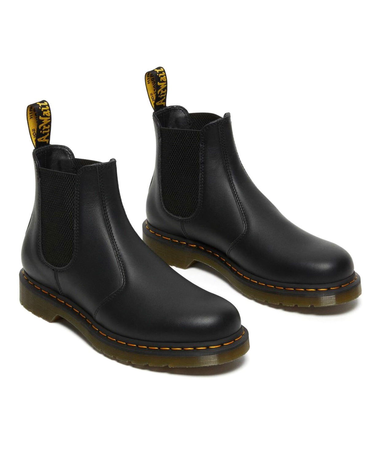 Dr. Martens 2976 Black Nappa Yellow Stitch Chelsea Elastic Sided Boot