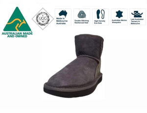 Ugg Australia Mini Charcoal Grey Sheepskin Ankle Boot Made In Australia