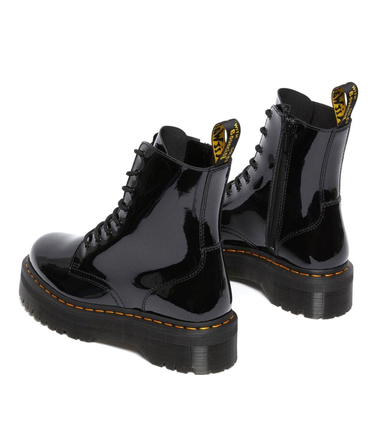 Dr. Martens Jadon Black Patent Zip Platform Ankle 8 Eyelet Boot