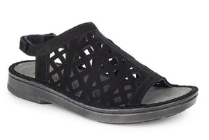 Naot Amadora Black Velvet Nubuk Leather Ladies Sandals Made In Israel