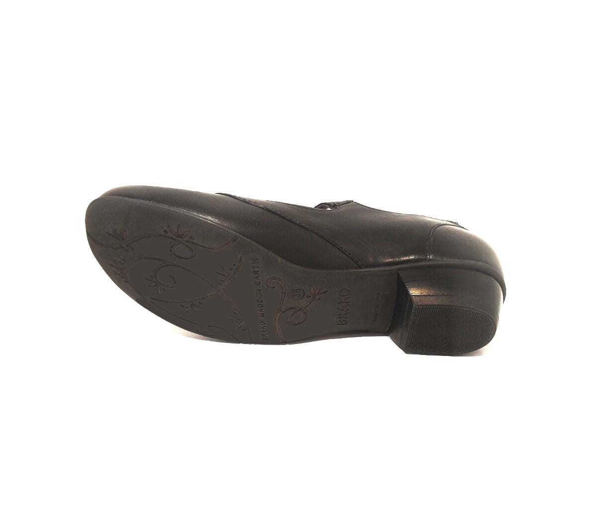 Brako 6480 Black Negro Rock Bem Leather Court Shoe Made In Spain
