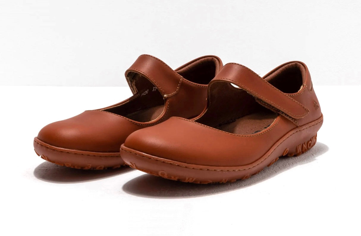 Art 1420 Antibes Grass Waxed Caldera Red Velcro Mary Jane Made In Spain