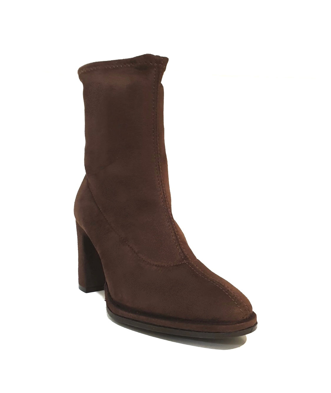 Wonders M-5104 Marron Brown Suede Leather Stretch Sarga Zip Ankle Boot Made In Spain
