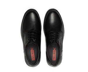 Pikolinos M0M-4255 Black Leather Mens 4 Eyelet Padded Collar Shoe Made In Spain