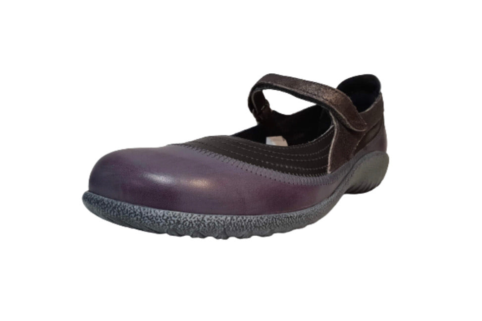 Naot Kirei Purple Vintage Grey Leather Velcro Mary Jane Made In Israel