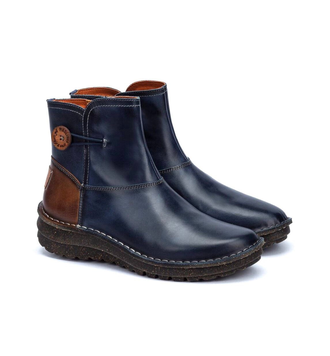 Pikolinos Cazorla W5U-8883C2 Blue Zip Wedge Ankle Boot Made In Spain