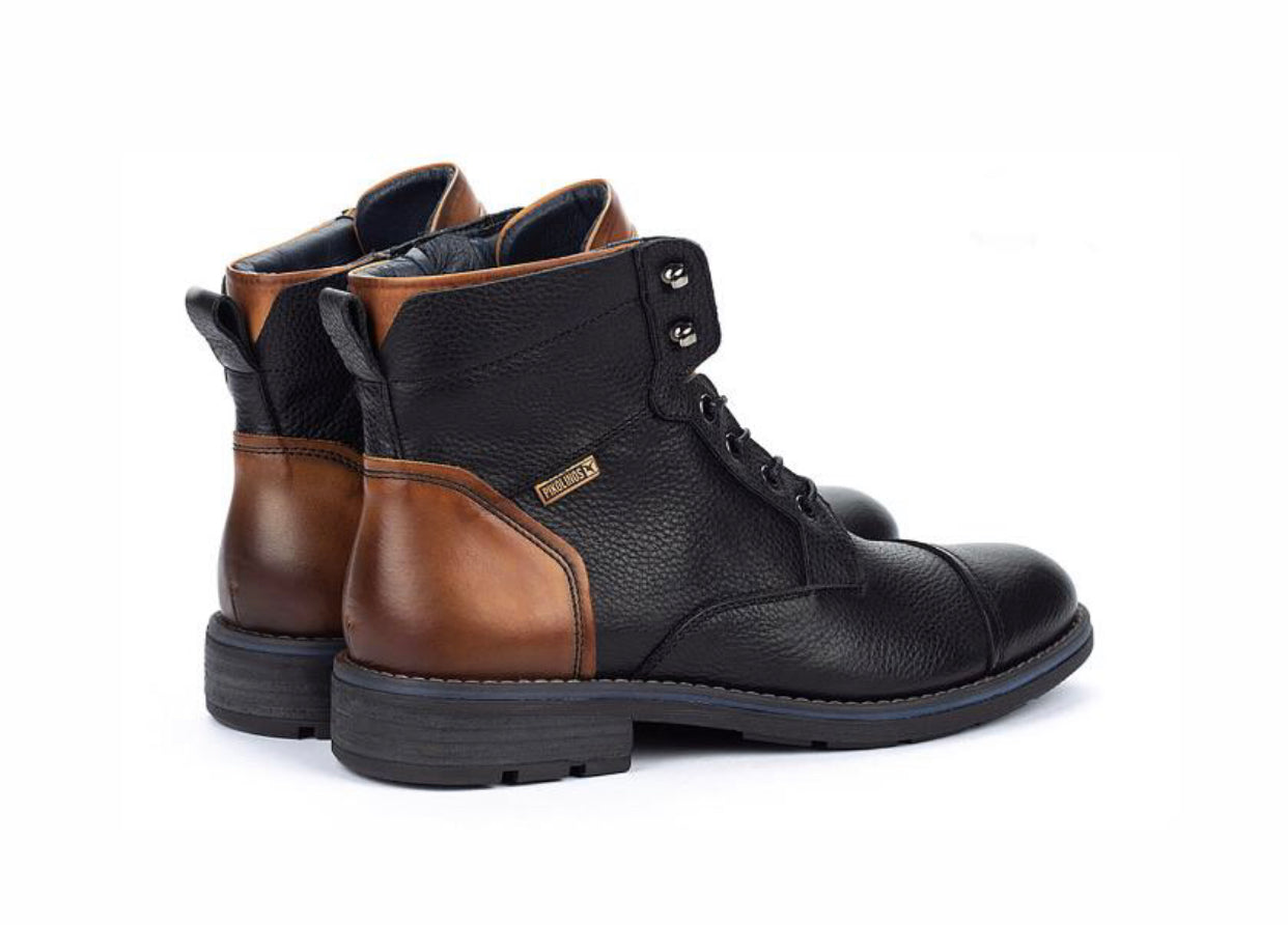Pikolinos M2M-8170 Black 6 Eyelet Zip Ankle Boot Made In Spain