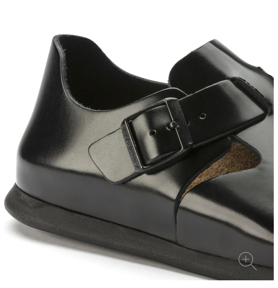 Birkenstock London Shiny Black Patent Leather Classic Footbed