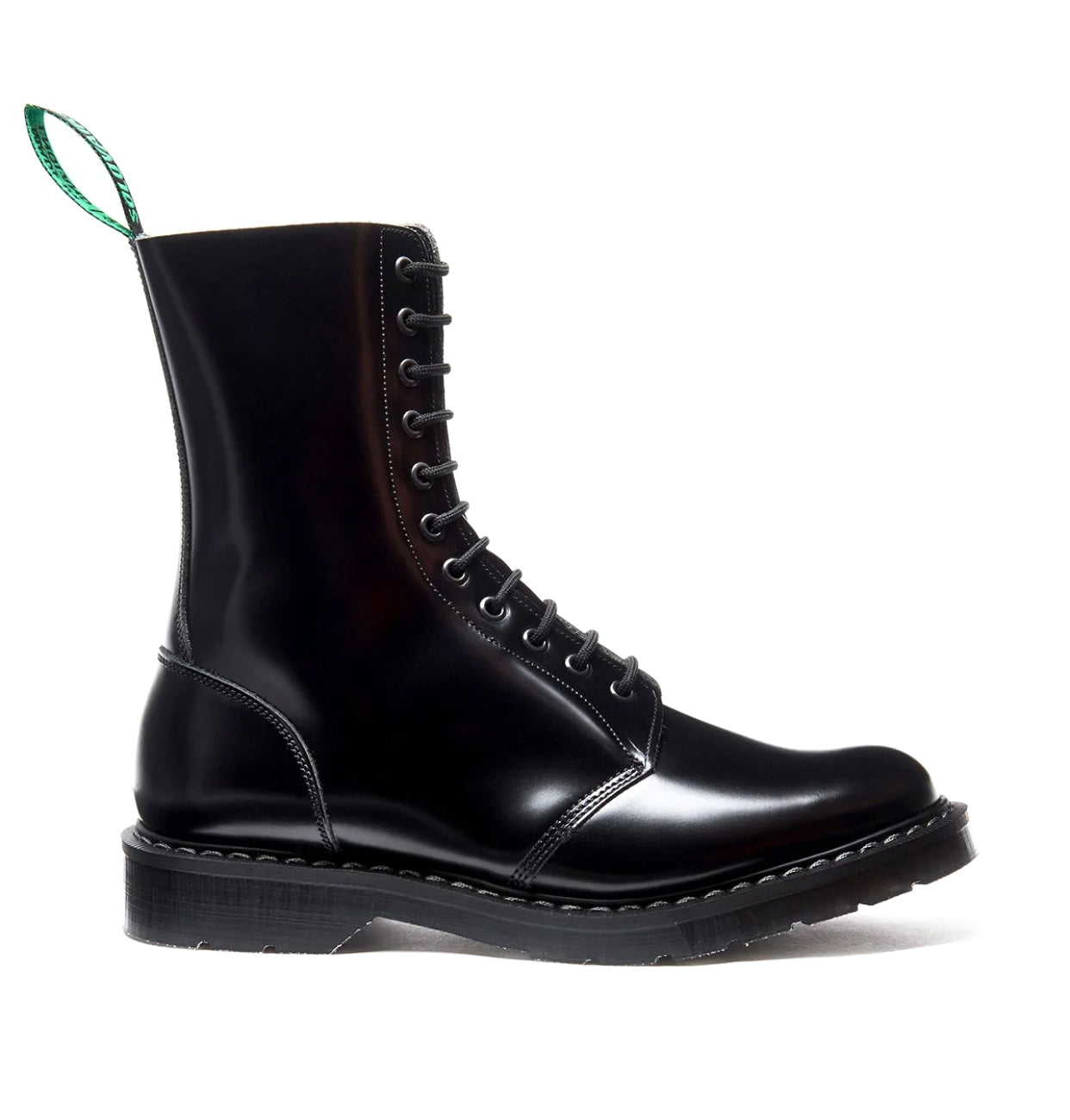 Solovair Black Hi Shine Astronaut 11 Eyelet Boot Made In England