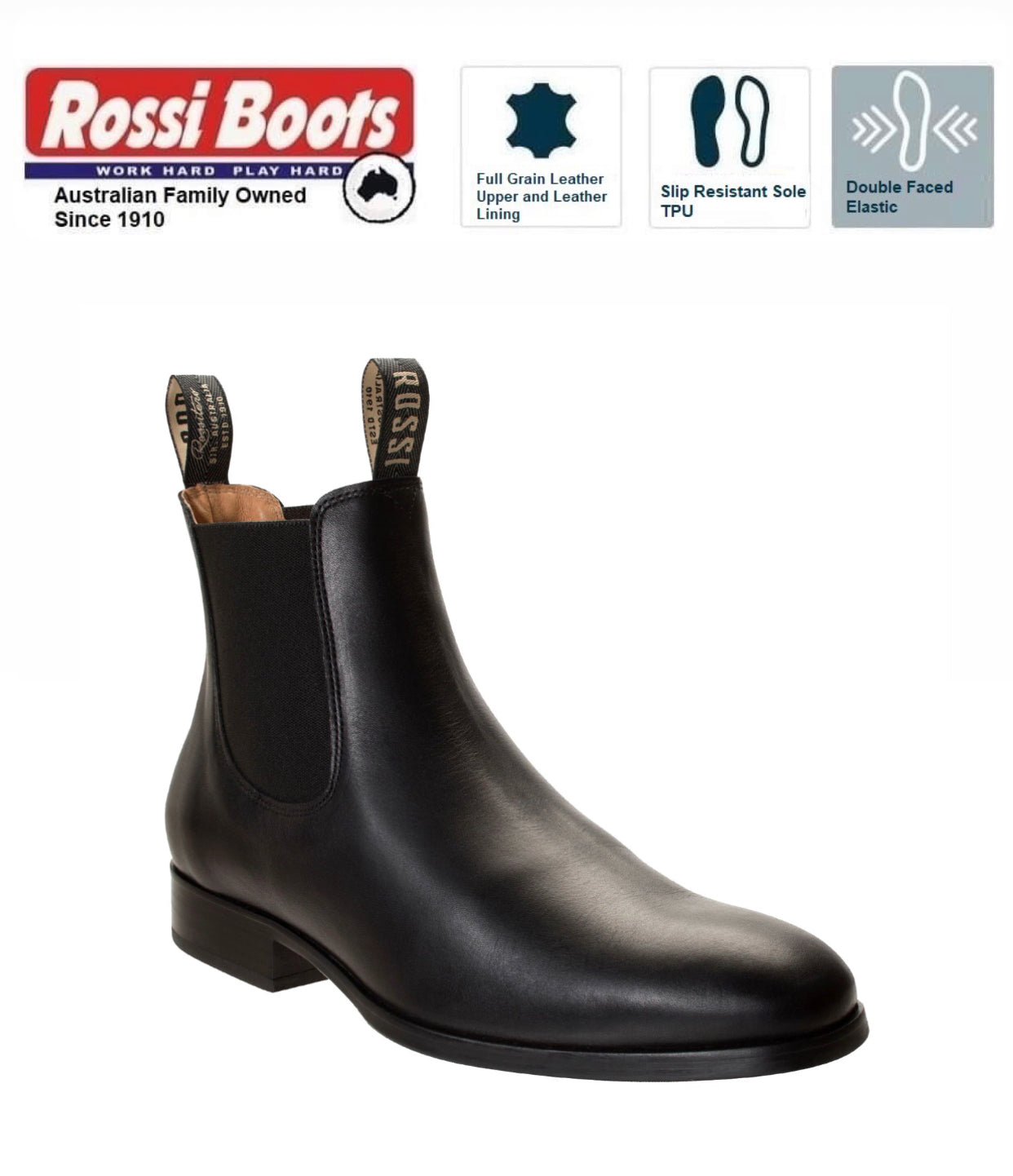 Rossi Boots 5021 Tennant Black Chelsea Boot Made In Portugal